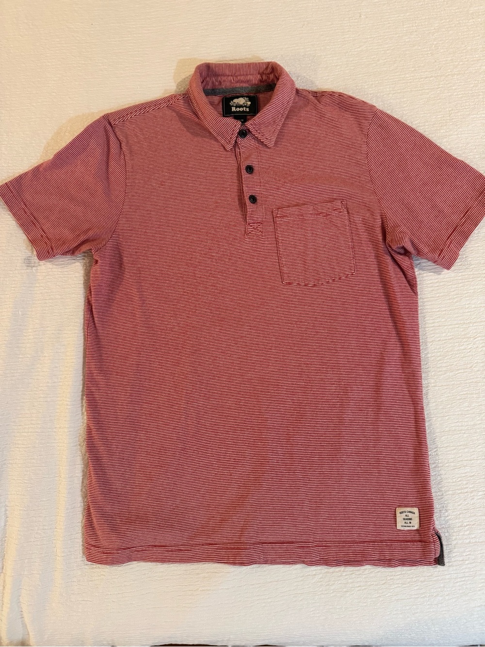 Roots Men's Short Sleeve Polo in Heathered Red